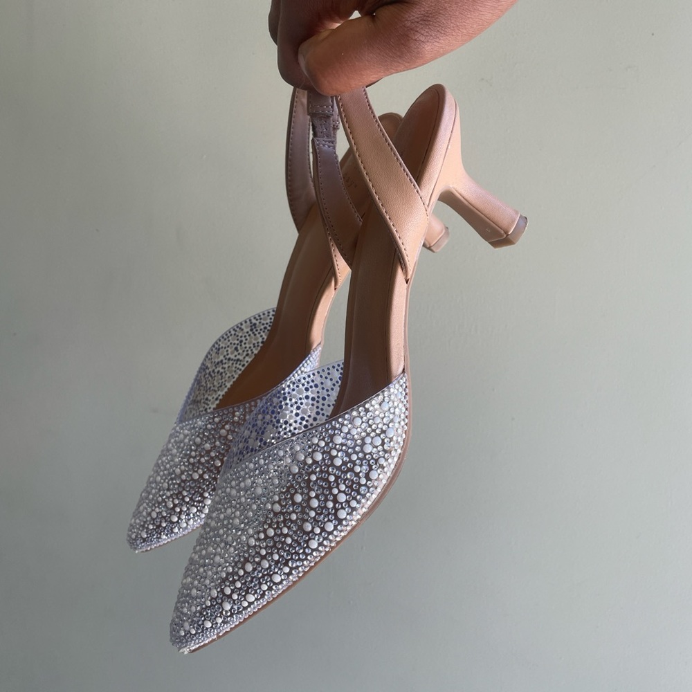 Elegant Rhinestone Slingback Heels